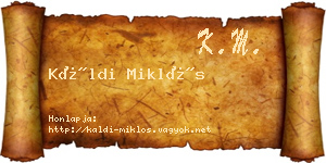 Káldi Miklós névjegykártya