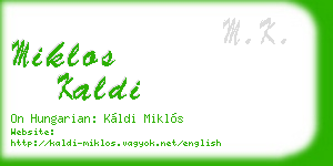 miklos kaldi business card